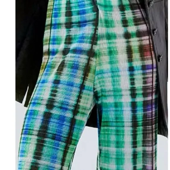 NWT Urban Outfitters Printed Super High Waisted Green Wide-Leg Pant - Picture 3 of 5